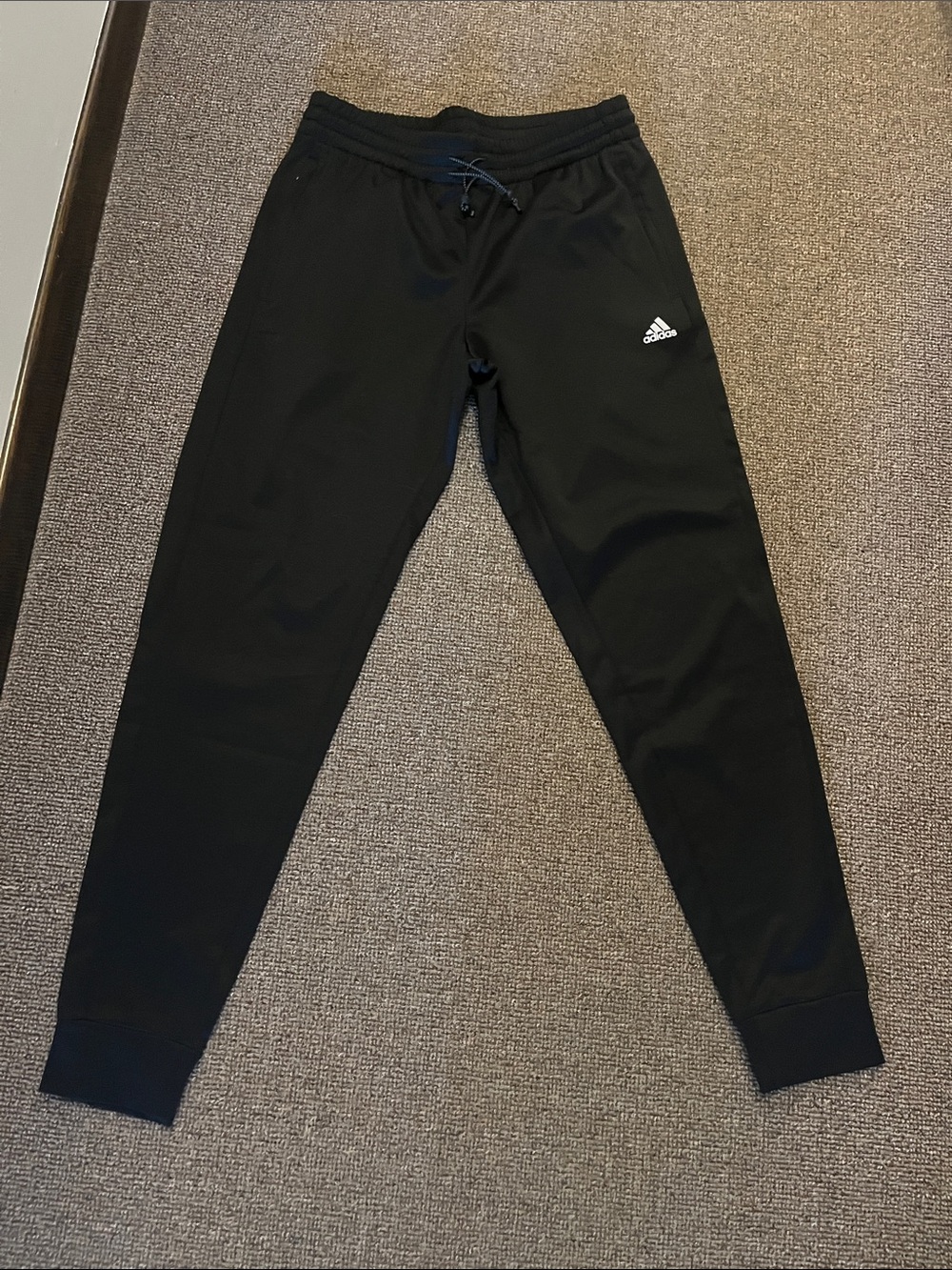 adidas Black Athletic Joggers with White Logo